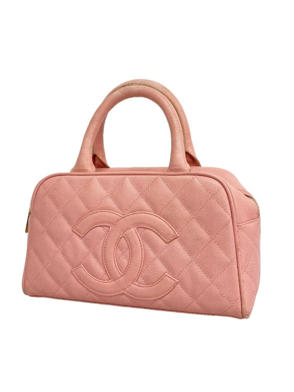 Chanel Handbag Quilted Caviar Leather Pink Gold